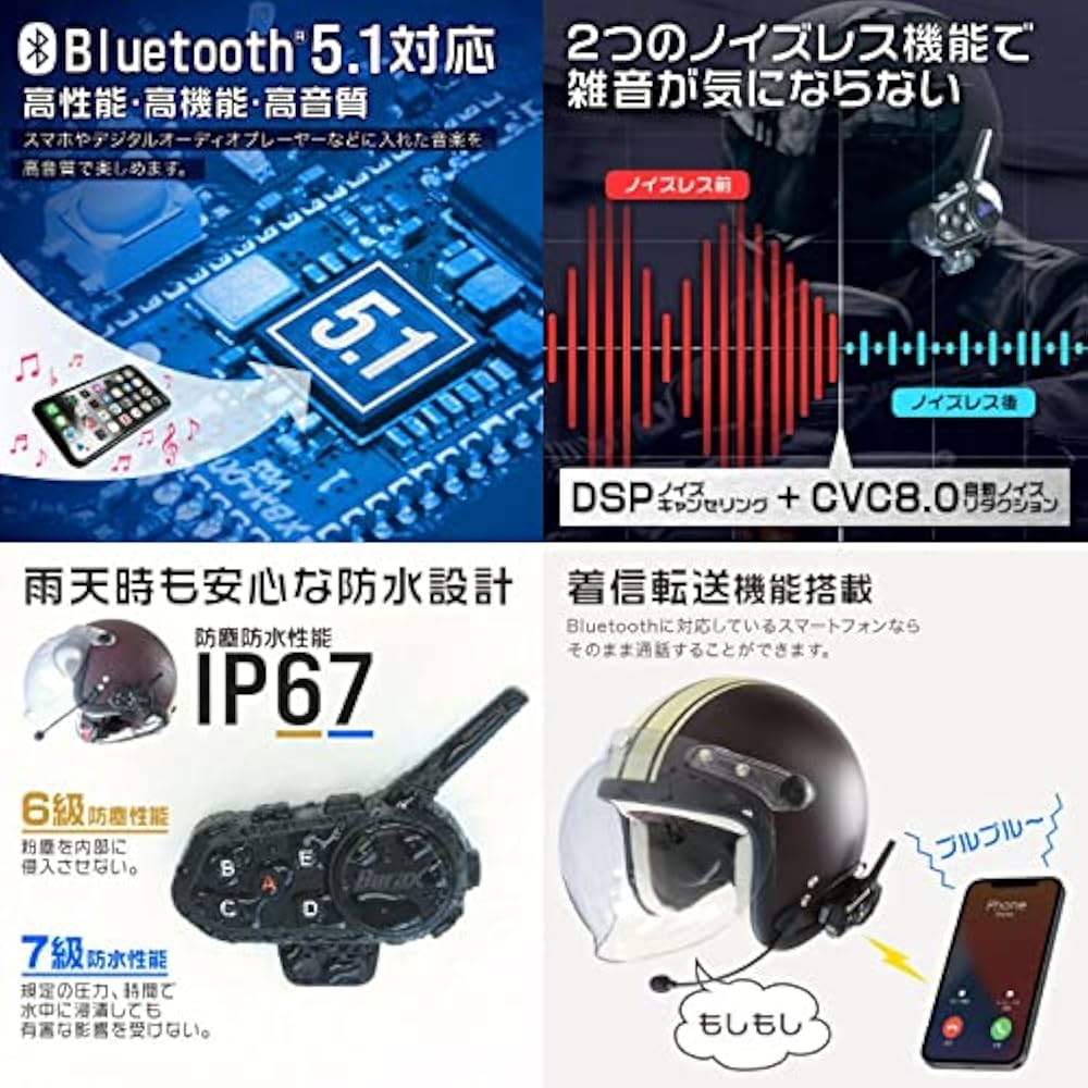 Amazon.co.jp: デュラックス(Durax) バイク インカム 2台セット